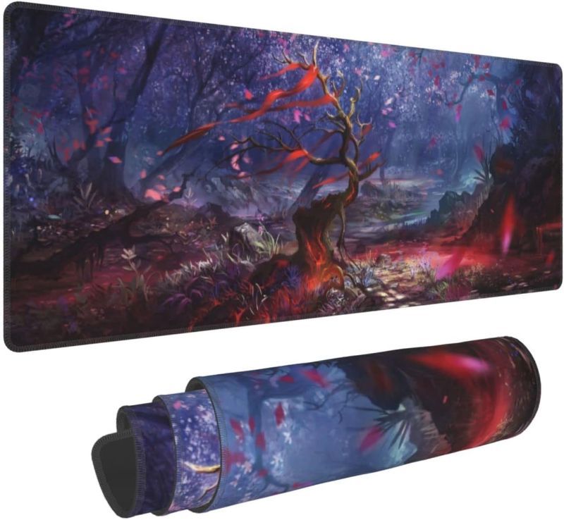 Photo 1 of CAIJIZHO Anime Gaming Mouse Pad Large Office Desk Mat Non-Slip Waterproof Long Laptop Mat Illusion Cherry Blossoms Trees Landscape, 31.5 inch x11.8 inch…
