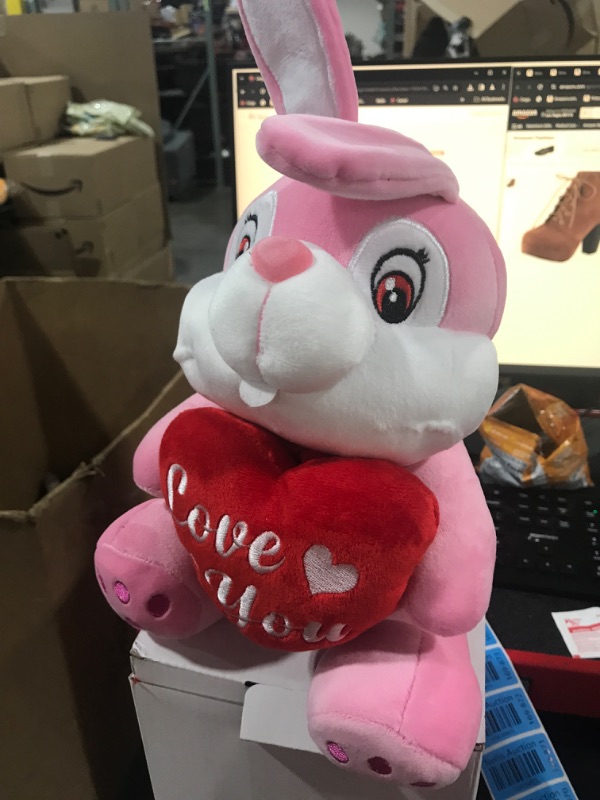 Photo 2 of 13 Inches Valentines Day Plush Stuffed Rabbit with Red Heart, Cute Stuffed Rabbit Animal Toys, Valentine's Day Easter Gifts Plush Bunny Love You for Kids Boys Girls Couple Mom Boyfriend Girlfriend