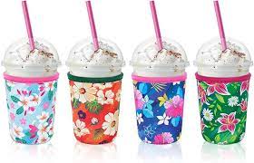 Photo 1 of 4 PCS Floral Iced Coffee Sleeve - Neoprene Thermocoolers Reusable Coffee Sleeve Cup Insulator for Iced Hot Coffee Cups Holder for Starbucks Dunkin Sleeve Beverages Soda Latte(Large, 30-32oz)