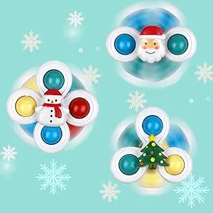 Photo 1 of Anditoy 3 Pack Christmas Suction Cup Spinner Toys for Baby Toddlers Kids Christmas Stocking Stuffers Gifts 
