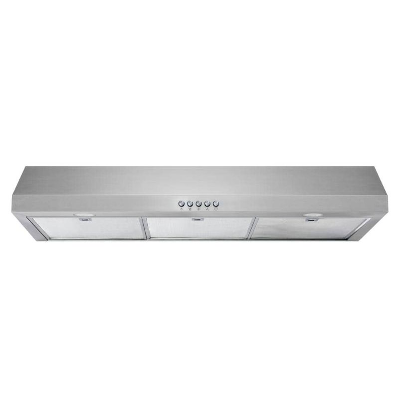 Photo 1 of  Vissani Caprelo 36 in. 320 CFM Convertible Under Cabinet Range Hood in Stainless Steel with LED Lighting and Charcoal Filter, Silver
