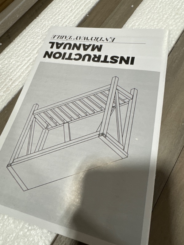 Photo 1 of JOINHOM Entryway End Table, Farmhouse Console Table with Shelves, Wooden Sofa Table for Living Room, Office, Bedroom, Washed Grey