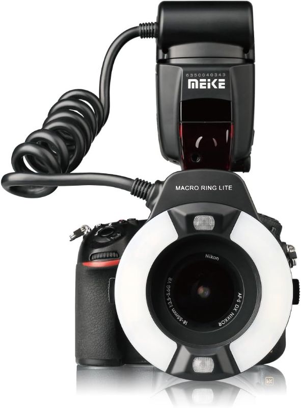 Photo 1 of MEKE MK-14EXT-N I-TTL Macro Ring Flash Compatible with Nikon D7100 D7000 D5200 D5100 D5000 D3500 D3200 D3100 D90 D300S D600 with LED AF Assist Lamp