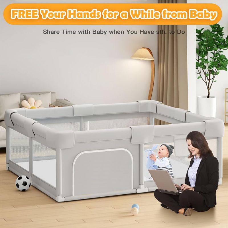 Photo 1 of Baby Playpen Play Pens for Babies and Toddlers Baby Fence Baby Play Yards for Indoor & Outdoor with Breathable Mesh Anti-Fall