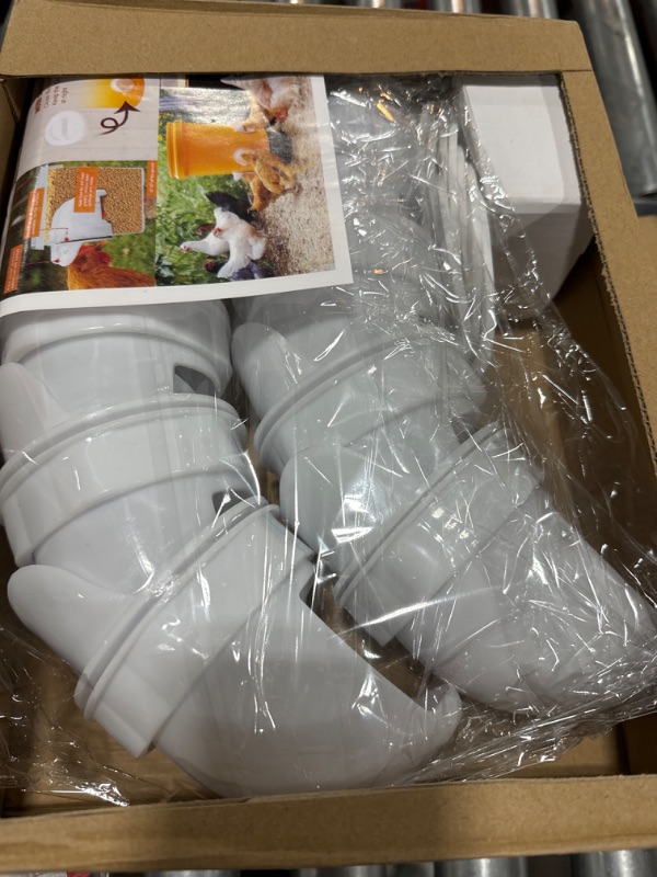Photo 1 of 8 Pack Chicken Feeder Kit No Waste Chicken Feeders DIY Poultry Feeder with Covers Gravity Automatic Feed Kit Ports, Duck Feeder,Chicken Feeder for Buckets Barrels Bins Troughs
