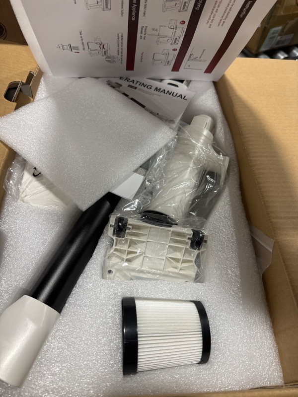 Photo 1 of Girnoor Vacuum Cleaner, 600W Powerful 20KPA Suction Stick Vacuum Cleaner with LED Floor Head, Self-Standing &Multi-Tool, Lightweight Handheld Vacuum for Hardwood G165 White