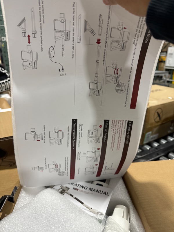 Photo 1 of Girnoor Vacuum Cleaner, 600W Powerful 20KPA Suction Stick Vacuum Cleaner with LED Floor Head, Self-Standing &Multi-Tool, Lightweight Handheld Vacuum for Hardwood G165 White