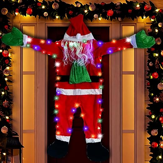 Photo 1 of 3.6FT Christmas Hanging Santa Claus,Hanging Santa Claus Outdoor Christmas Decorations,Light Up Christmas Ornaments Hanging Santa,Santa Hanging from Roof,Gutter,Window (3.6ft(110cm, Multi-Color)
