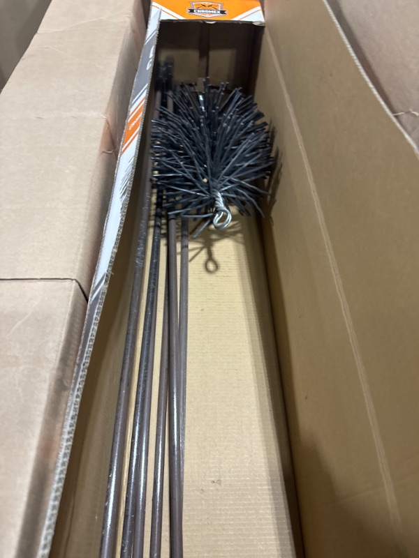 Photo 2 of 18-Foot Chimney Cleaning Kit - 6x3 Ft Fiberglass Rods, 6-Inch Premium Poly Brush, 1/4" NPT Fittings - Durable and Effective 18 FT 6" Brush