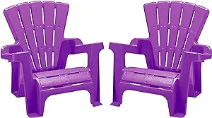 Photo 1 of American Plastic Toys Kids’ Adirondack (Pack of 2), Outdoor, Indoor, Beach, Backyard, Lawn, Stackable Lightweight, Portable, Wide Armrests, Comfortable Lounge Chairs for Children, Purple (2pk) Purple 2