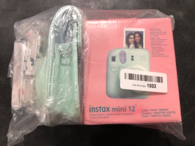 Photo 2 of Fujifilm Instax Mini 12 Instant Camera Mint Green + MiniMate Accessory Bundle & Compatible Custom Case + Fuji Instax Film Value Pack (50 Sheets) Flamingo Designer Photo Album