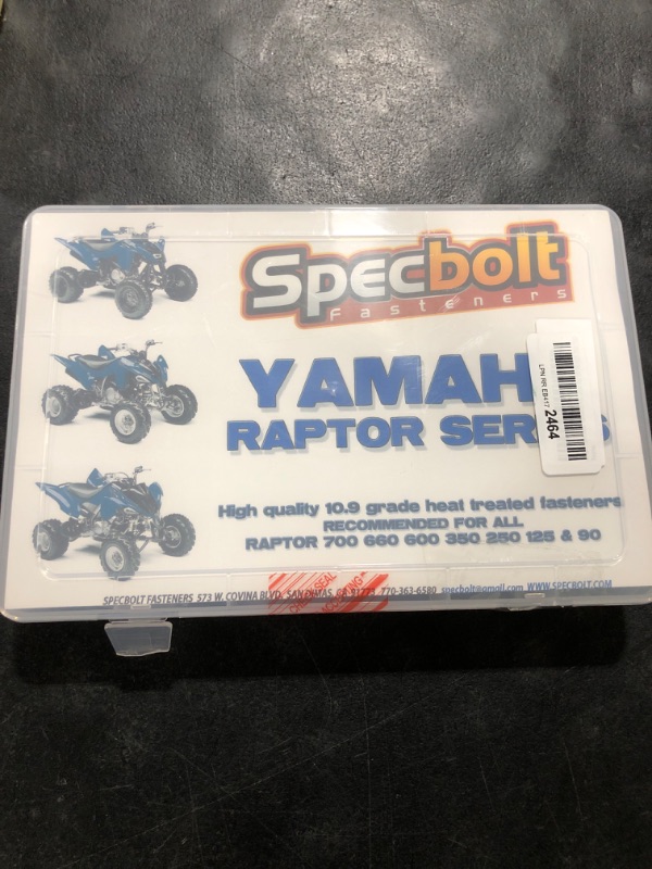 Photo 3 of 250pc Specbolt Yamaha Raptor 600 660 700 Bolt Kit for Maintenance & Restoration OEM Spec Fasteners ATV Quad Also Good for 80 90 125 250 350
