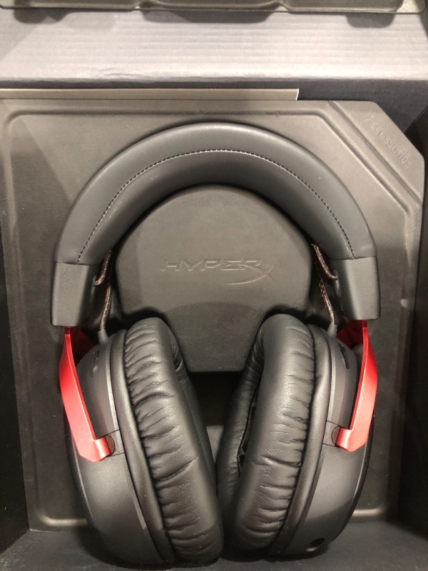 Photo 2 of HyperX Cloud III Wireless – Gaming Headset for PC, PS5, PS4, up to 120-hour Battery, 2.4GHz Wireless, 53mm Angled Drivers, Memory Foam, Durable Frame, 10mm Microphone, Black/Red Black/Red Wireless