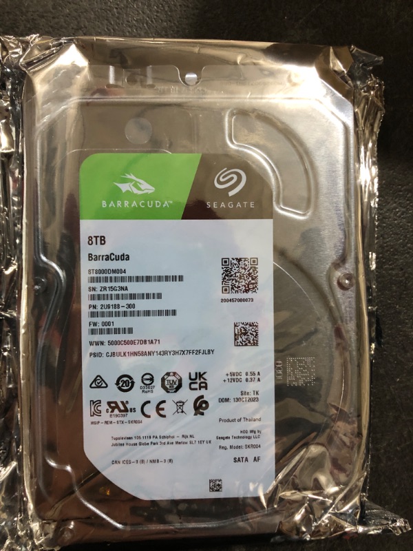 Photo 2 of Seagate BarraCuda 8TB Internal Hard Drive HDD – 3.5 Inch Sata 6 Gb/s 5400 RPM 256MB Cache for Computer Desktop PC (ST8000DMZ04/ST8000DMZ04) 8TB HDD