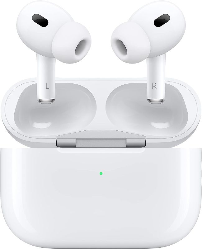 Photo 1 of Apple AirPods Pro (2nd Generation) Wireless Ear Buds with USB-C Charging, Up to 2X More Active Noise Cancelling Bluetooth Headphones, Transparency Mode, Adaptive Audio, Personalized Spatial Audio
