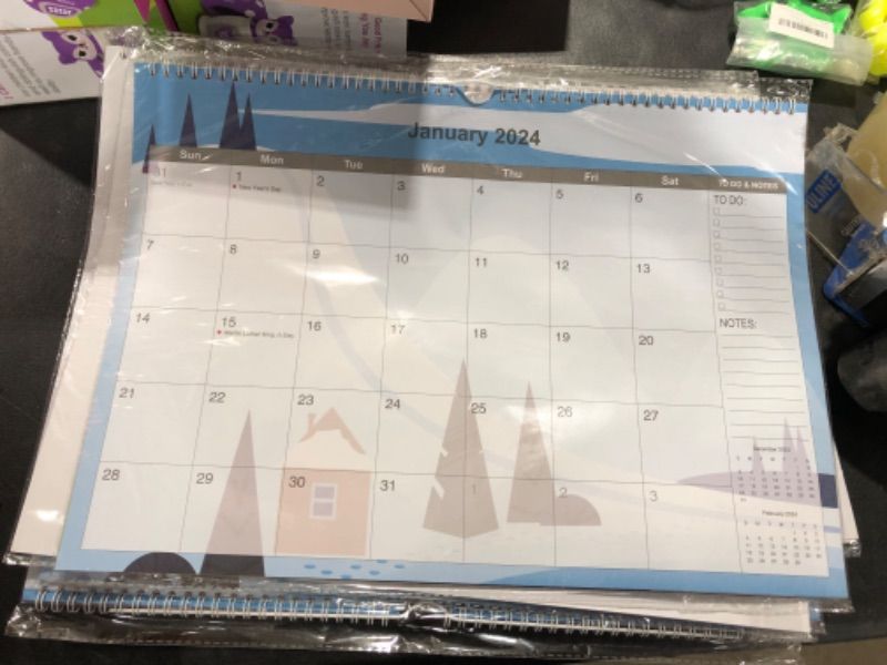 Photo 2 of 2024 Calendar 12 Month Wall - 2024 Calendar Jan. - Dec. 12" x 17", Large Calendar with Calendar Stickers, Spiral Bound, Hanging Hook, Great for Planning and Organizing Your Home School Office Time 17''x12''