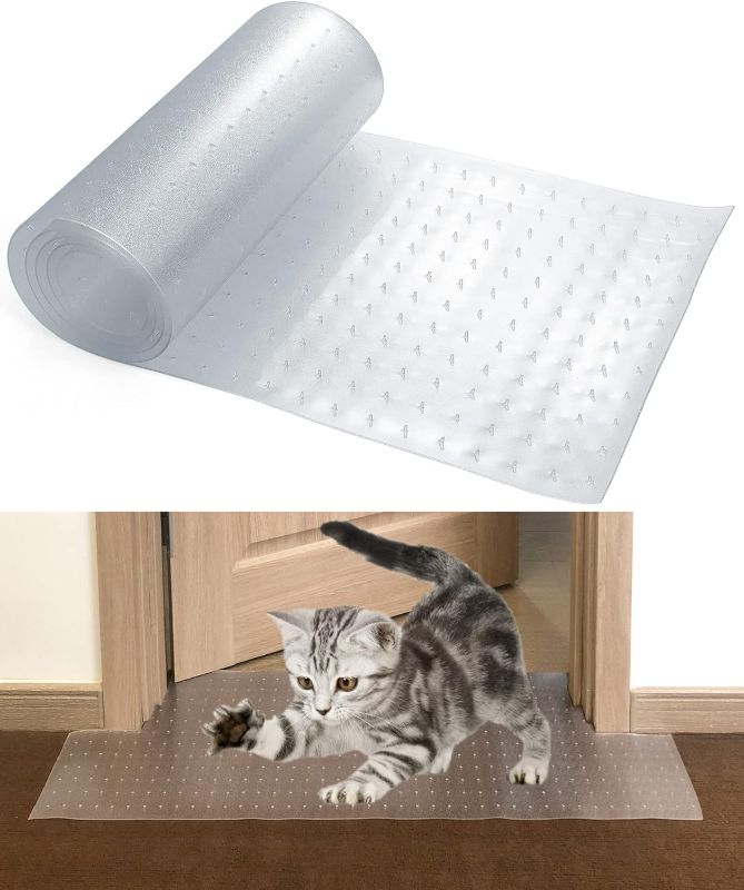 Photo 1 of Carpet Protector for Pets - Cat Carpet Protector for Doorway, 40 Inch Heavy Duty Plastic Carpet Protector Fits 27 1/2"-35 15/16" Doors
