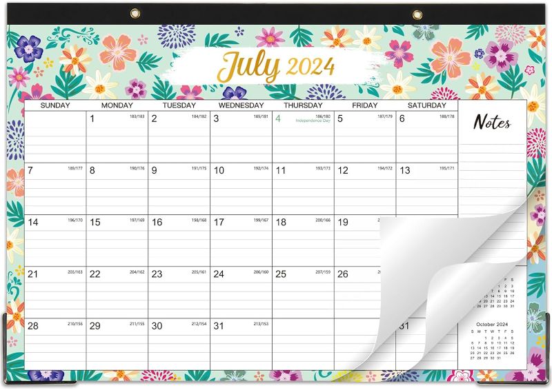 Photo 1 of 2024 Desk Calendar - Desk Calendar 2024, January 2024-December 2024, 12 Monthls Large Desk Calendar, 17" x 12", Corner Protectors, Hanging Holes, Desk/Wall Calendar for Planning and Organizing
