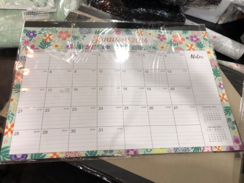 Photo 1 of 2024 Desk Calendar - Desk Calendar 2024, January 2024-December 2024, 12 Monthls Large Desk Calendar, 17" x 12", Corner Protectors, Hanging Holes, Desk/Wall Calendar for Planning and Organizing
