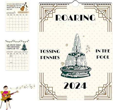 Photo 1 of 2024 Roaring Calendar Wall Calendar, 2024 TS Lyrics Calendar, T-aylor Calendar, 2024 ts lyrics calendar, 12 Monthly Calendar Planner, Funny Calendar Gag Gifts for Family, Friends 