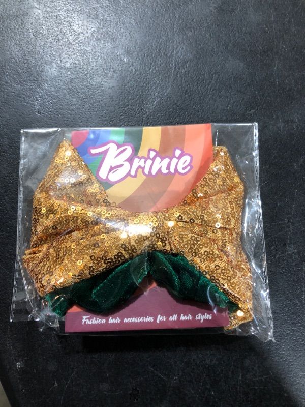 Photo 1 of Brinie St. Patrick’s Day Hair Scrunchy Gold Sequins Bow Hair Scrunchies Green Velvet Hair Ties St. Patricks Day Hair Accessories for Women and Girls 