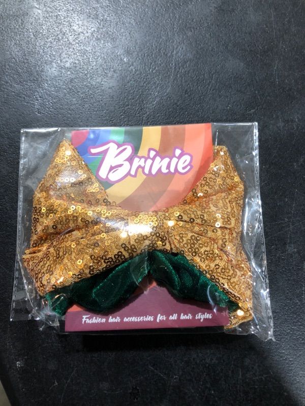 Photo 2 of Brinie St. Patrick’s Day Hair Scrunchy Gold Sequins Bow Hair Scrunchies Green Velvet Hair Ties St. Patricks Day Hair Accessories for Women and Girls