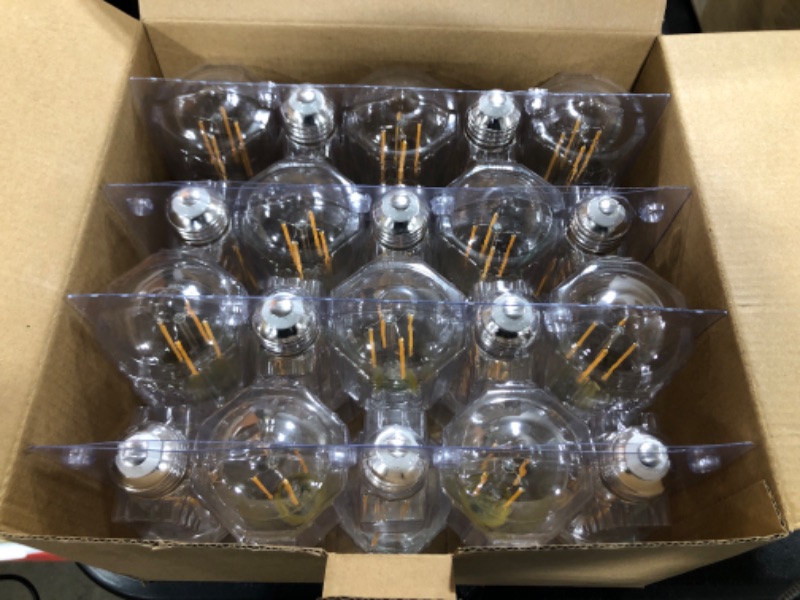 Photo 2 of TJOY Edison Light Bulbs 60W Equivalent 20 Pack, Dimmable Vintage LED Light Bulbs, E26 Medium Base, Warm White 2700K, ST58, 8W, 800LM, 80+ CRI, Antique Decorative Filament LED Bulb, Clear Glasses.