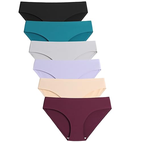 Photo 1 of Caterlove Women's Seamless Underwear No Show Stretch Bikini Panties Silky Invisible Hipster 6 Pack Large 6 Pack a COLORS MAY VARY 