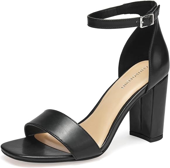 Photo 1 of CentroPoint Women's High Heels Open Square Toe Ankle Strap Pump Sandals Sexy Comfort Glitter Dress Shoes