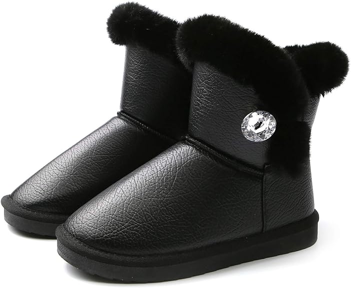 Photo 1 of Apawwa Girls and Boys Boots Fur Lined Slip-On Warm Girls Snow Boots Waterproof Kids Winter Boots Stylish Kids Walking Boots?Size 5.5 Toddler to Size 3 Big Kid?SIZE 2.5 