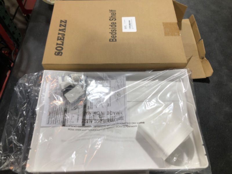 Photo 1 of SOLEJAZZ Bedside Shelf for Bed, Foldable Bunk Bed Shelf Clip On Nightstand Tray College Dorm Room Essential Table Caddy with Drawer, Cup & Cord Holder for Top Bunk Organizer Bedroom Nightstand, White White Normal with Drawer