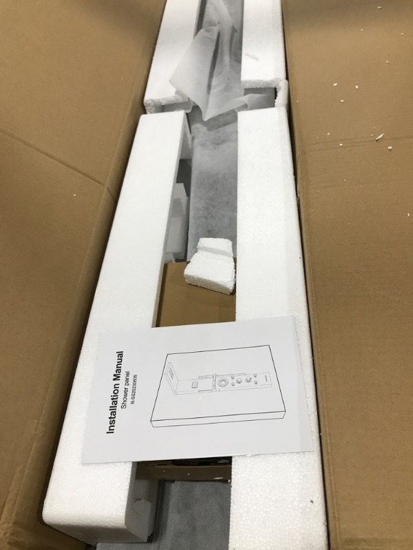 Photo 1 of RUMOSE Matte Black Shower Panel Tower System, 5-Function Shower Faucet Set LED Light Rainfall Shower Head Digital Display with Massage Jets Tub Spout Shower Shelves, Stainless Steel, Wall Mount