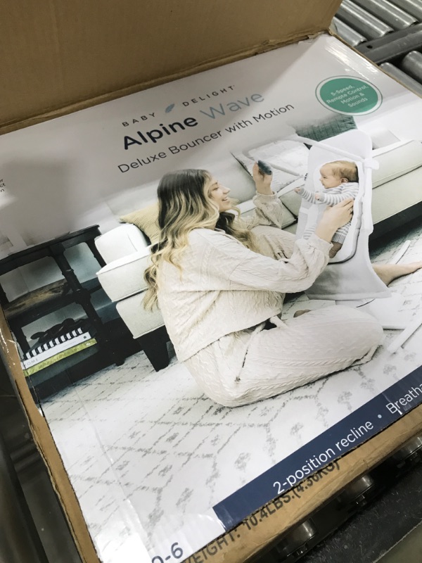 Photo 2 of Baby Delight Alpine Wave Deluxe Portable Bouncer | Automated Motion Baby Bouncer | Infants 0 – 6 Months | Driftwood Grey
