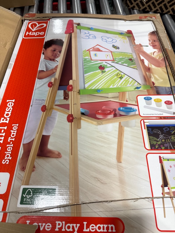 Photo 3 of Award Winning Hape All-in-One Wooden Kid's Art Easel with Paper Roll and Accessories Cream, L: 18.9, W: 15.9, H: 41.8 inch Single