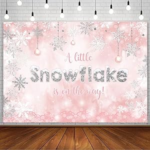 Photo 1 of 7x5ft Winter Snowflake Baby Shower Backdrop for Girl A Little Snowflake is on The Way Little Princess Party Photography Background Oh Baby Christmas Xmas Party Decor Banner Supply Photo Studio
