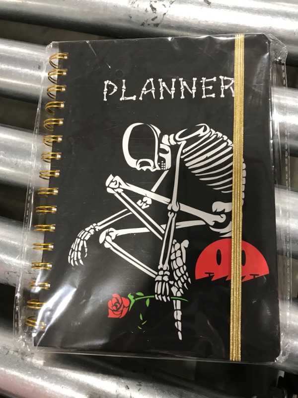 Photo 2 of 2024 Planner, 12-Month Weekly Monthly Planner from JAN.2024 to DEC.2024, 8.4" X 6", Planner Notebook with Spiral Bound, Stickers & Sticky Index Tabs, Thinker Skull Black - 02