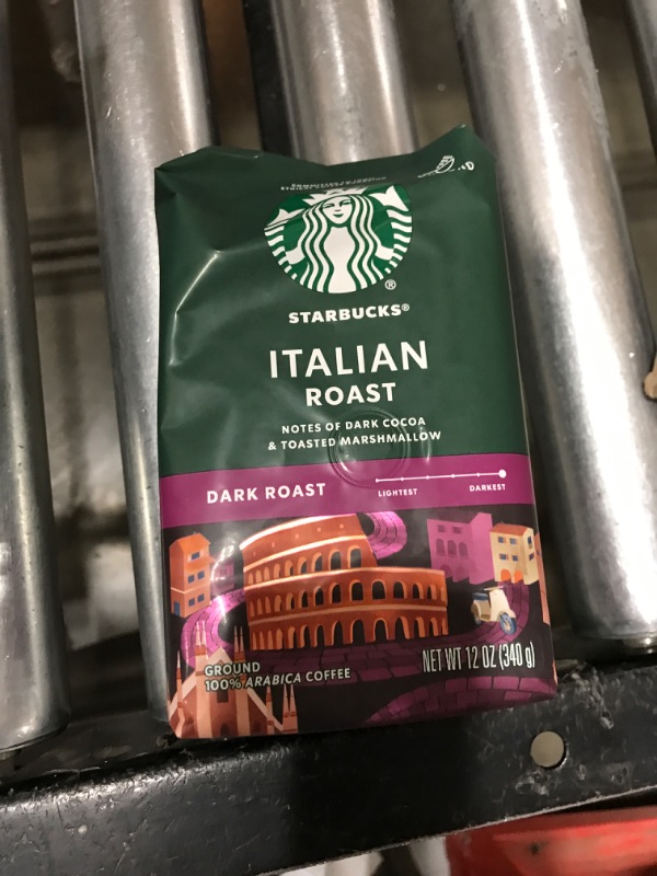 Photo 2 of Starbucks Ground Coffee, Italian Roast, Dark Roast Coffee, Notes of Dark Cocoa & Toasted Marshmallow, Ground 100% Arabica Coffee, 12-Ounce Bag--exp 18 march 2024