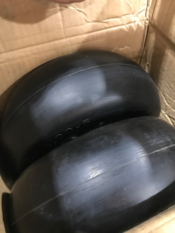 Photo 2 of 2 PCS Premium 11x4.00-5 Lawn Mower Tires Flat Free & Zero Turn Mowers, with 3/4" & 5/8" Grease Bushing and 3.4"-4.8" Centered Hub, Solution for Commercial Grade Lawns, and Garden Turf 11x4-5 lawn mower tires