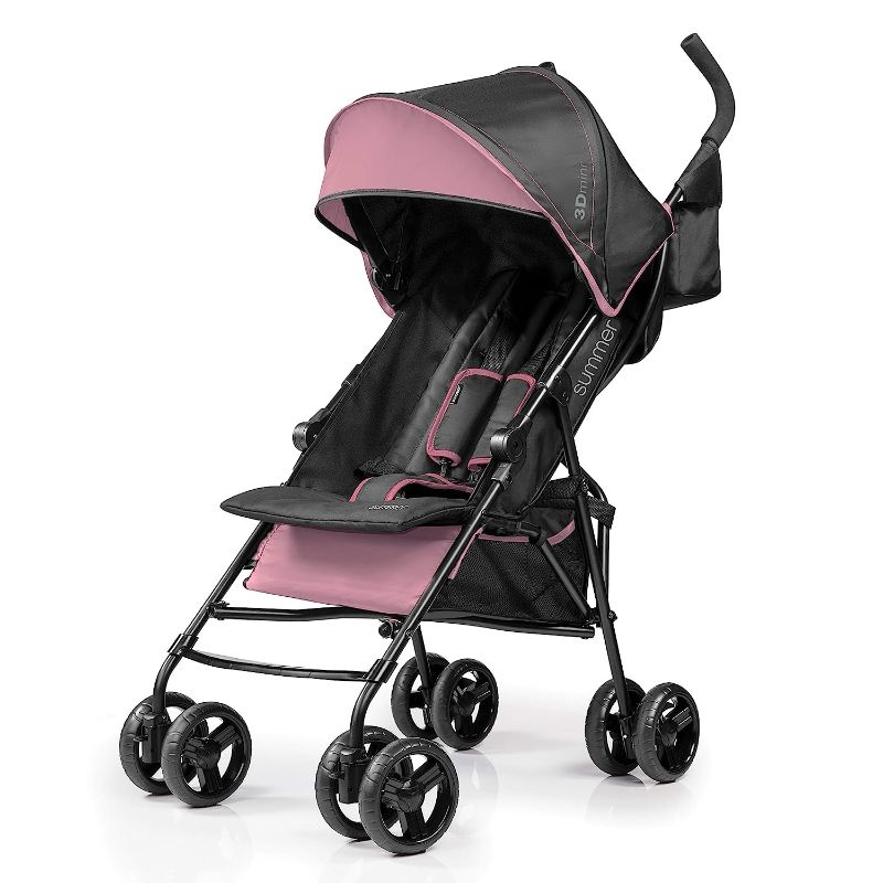 Photo 1 of **MINOR DAMAGE PREV USED**
Summer Infant 3Dmini Convenience Stroller, Pink – Lightweight Stroller with Compact Fold, Multi-Position Recline, Canopy with Pop Out Sun Visor and More – Umbrella Stroller for Travel
