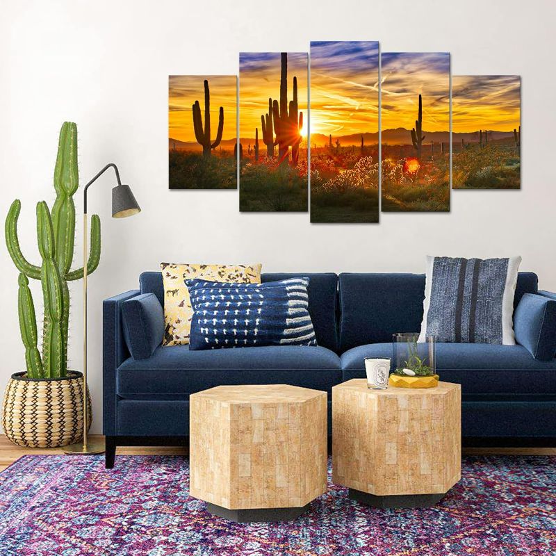 Photo 4 of (READ FULL POST) Nachic Wall Large 5 Piece Arizona Desert Picture Canvas Prints Saguaros 