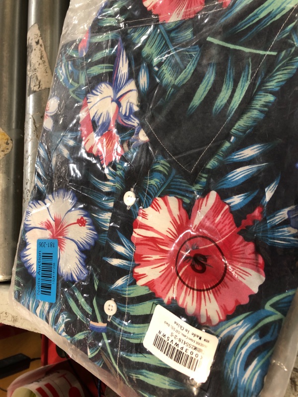 Photo 1 of JMIERR Men Casual Button Down Hawaiian Shirt Short Sleeve Holiday Floral Beach Shirts for Men, US37.5(S), Black