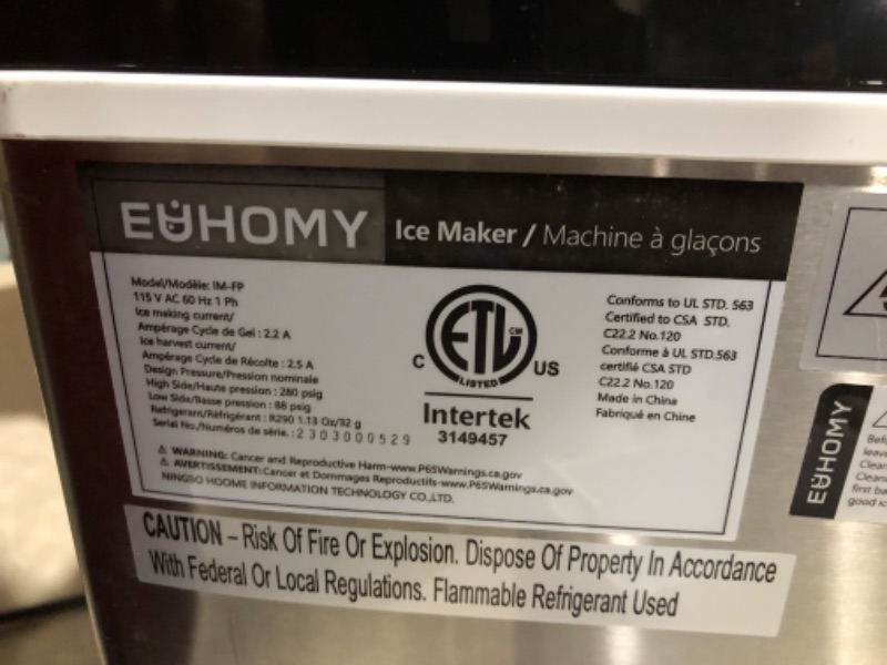 Photo 3 of ***USED - POWERS ON - UNABLE TO TEST FURTHER - DIRTY***
EUHOMY Ice Cube Maker Machine Countertop, 2 Ways to Add Water, 45Lbs/Day