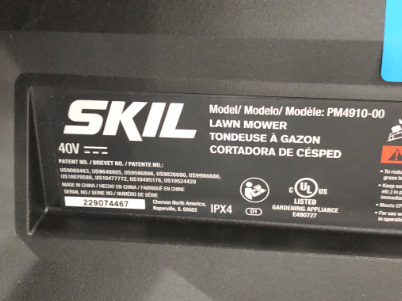 Photo 6 of ***USED - NO BATTERY OR CHARGER - UNABLE TO TEST***
SKIL PM4910-10 PWR CORE 40 20-Inch 40V Brushless Push Mower