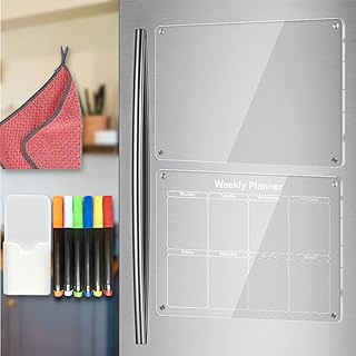 Photo 1 of Magnetic Acrylic Calendar for Fridge, Blank Memo Dry Erase Board, 