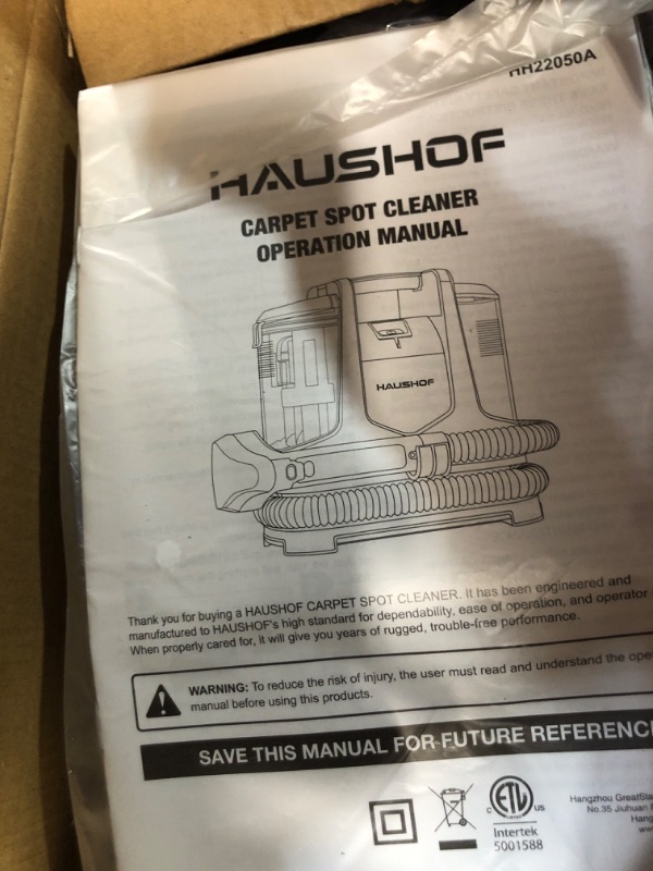 Photo 2 of *SEE NOTES*
HAUSHOF Portable Carpet Spot and Upholstery Cleaner