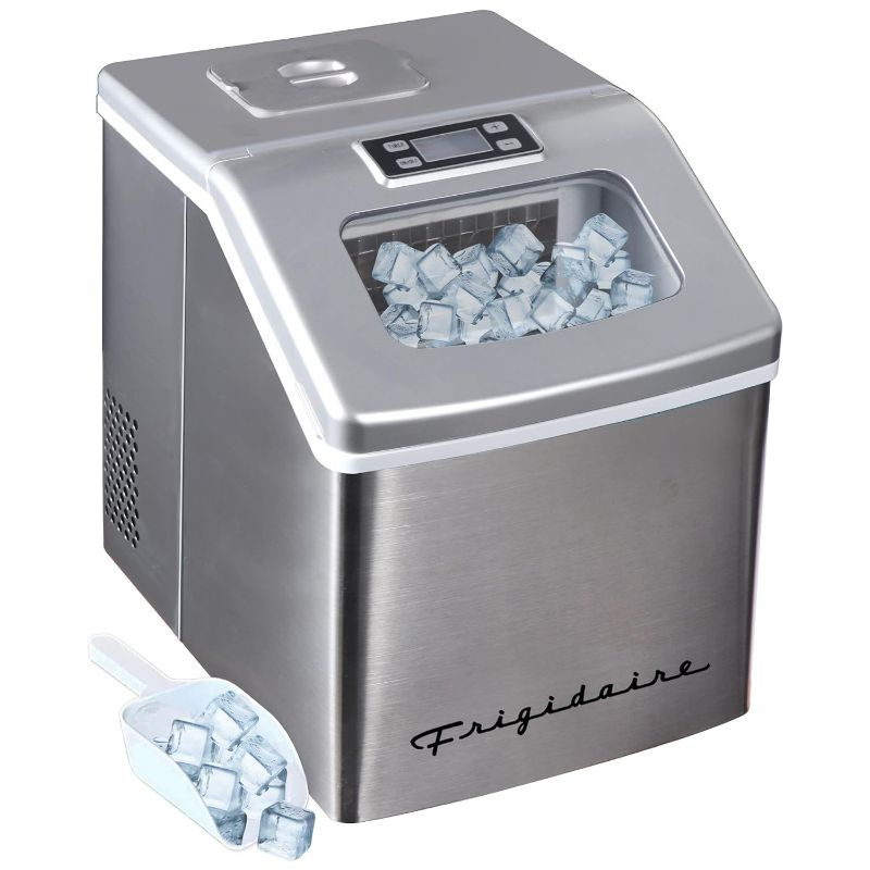 Photo 1 of (NON-REFUNDABLE) Frigidaire 40 lbs Countertop Clear Square Ice Maker - Stainless Steel