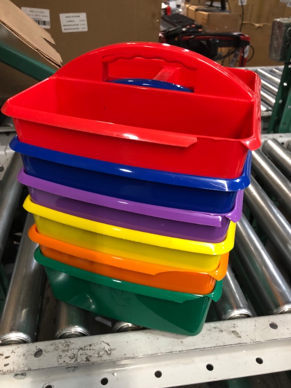 Photo 3 of ***see notes****nonrefundable****Assorted Primary Colors Portable Plastic Storage Caddy 6-Pack for Classrooms, Kids Room, and Office Organization, (Blue, Green, Orange, Purple, Red and Yellow) 3 Compartment