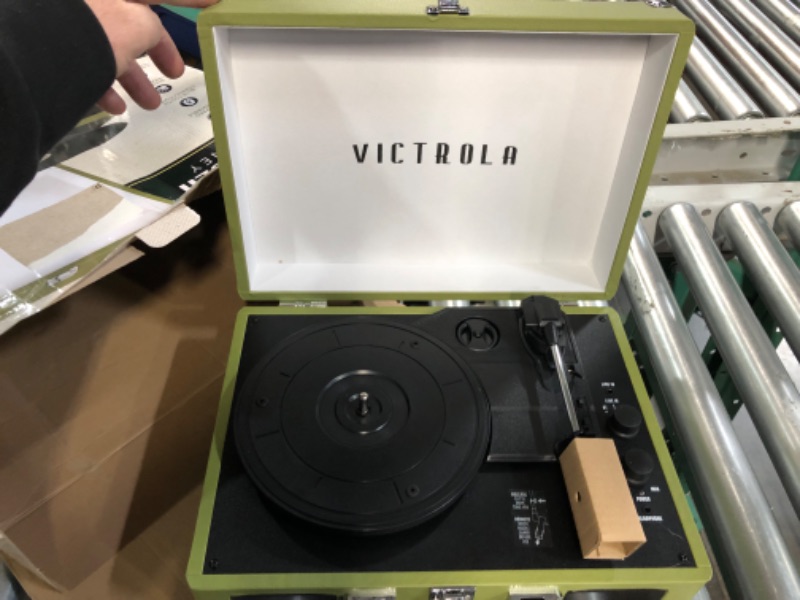 Photo 3 of ***see notes***nonreturnable***Victrola Vintage 3-Speed Bluetooth Portable Suitcase Record Player with Built-in Speakers | Upgraded Turntable Audio Sound | Green Olive Green Olive Record Player