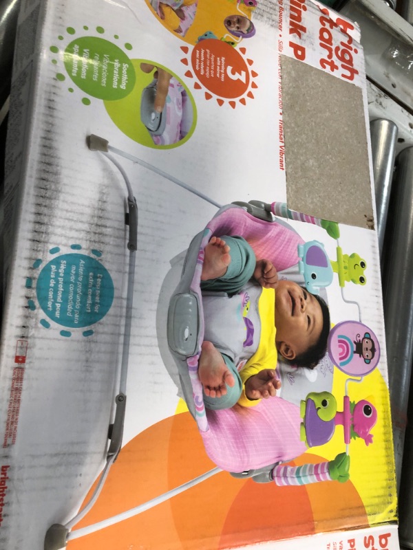 Photo 2 of Bright Starts Pink Paradise Portable Baby Bouncer 
