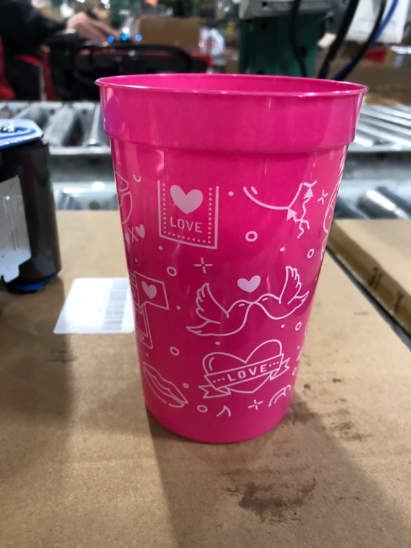 Photo 1 of  Valentines Cups Heart Cup Plastic for Kids Heart Tumblers Valentine Party Supplies Red Valentines Day Plastic Cups Valentines Tumbler for Holiday Party Supplies (48 Pieces)